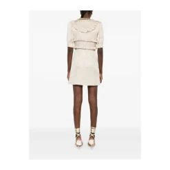 Kjoler<Alessandra Rich Jacquard Mini Kjole Beige
