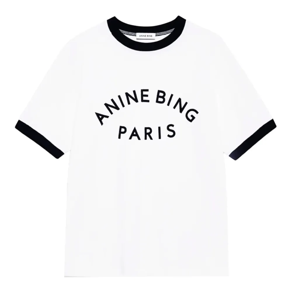 T-Shirts^Anine Bing Jaylin Ivory T-shirt med frontprint Hvid