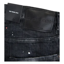Jeans<Dsquared2 Jeans med knapper og læderpatch Sort