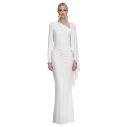 Kjoler^Self Portrait Jersey Drape Maxi Dress Hvid