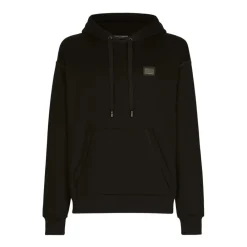 Trøjer^Dolce & Gabbana Jersey hættetrøje med mærketiket Sort