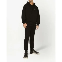 Trøjer^Dolce & Gabbana Jersey hættetrøje med mærketiket Sort
