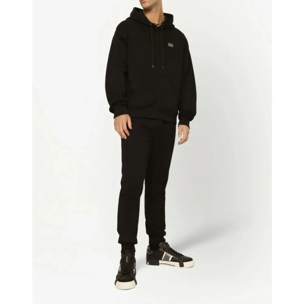 Trøjer^Dolce & Gabbana Jersey hættetrøje med mærketiket Sort