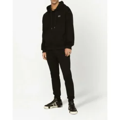 Trøjer^Dolce & Gabbana Jersey hættetrøje med mærketiket Sort