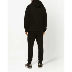 Trøjer^Dolce & Gabbana Jersey hættetrøje med mærketiket Sort
