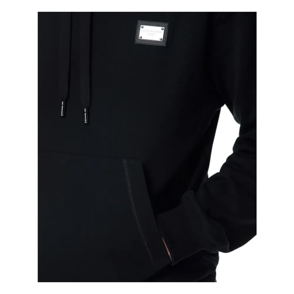 Trøjer^Dolce & Gabbana Jersey hættetrøje med mærketiket Sort