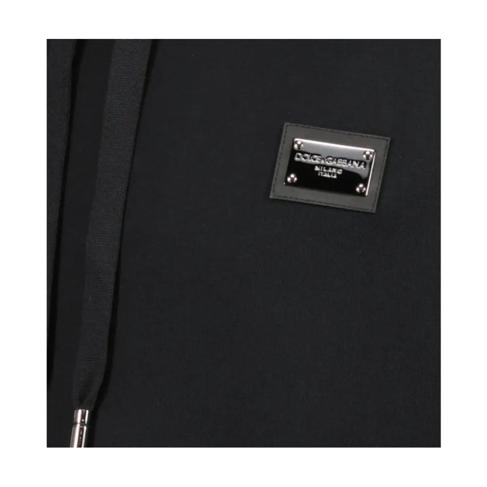 Trøjer^Dolce & Gabbana Jersey hættetrøje med mærketiket Sort