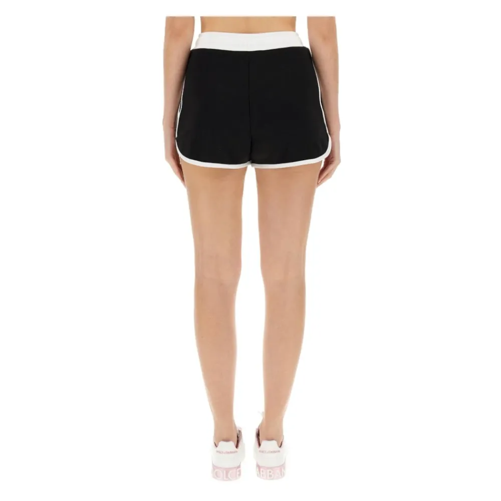 Træningsbukser & Tights<Dolce & Gabbana Jersey Shorts med Logo Broderi Sort