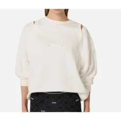 Sweatshirts^Elisabetta Franchi Jersey Sweatshirt med udskæringer Beige
