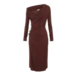 Kjoler<Elisabetta Franchi Jerseykjole med juvelknapper Brun