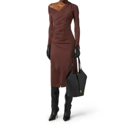 Kjoler<Elisabetta Franchi Jerseykjole med juvelknapper Brun