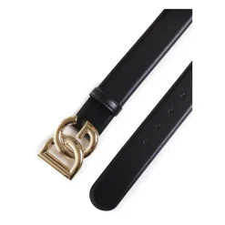 Bælter^Dolce & Gabbana Kalveskindsbælte med DG-logo Sort