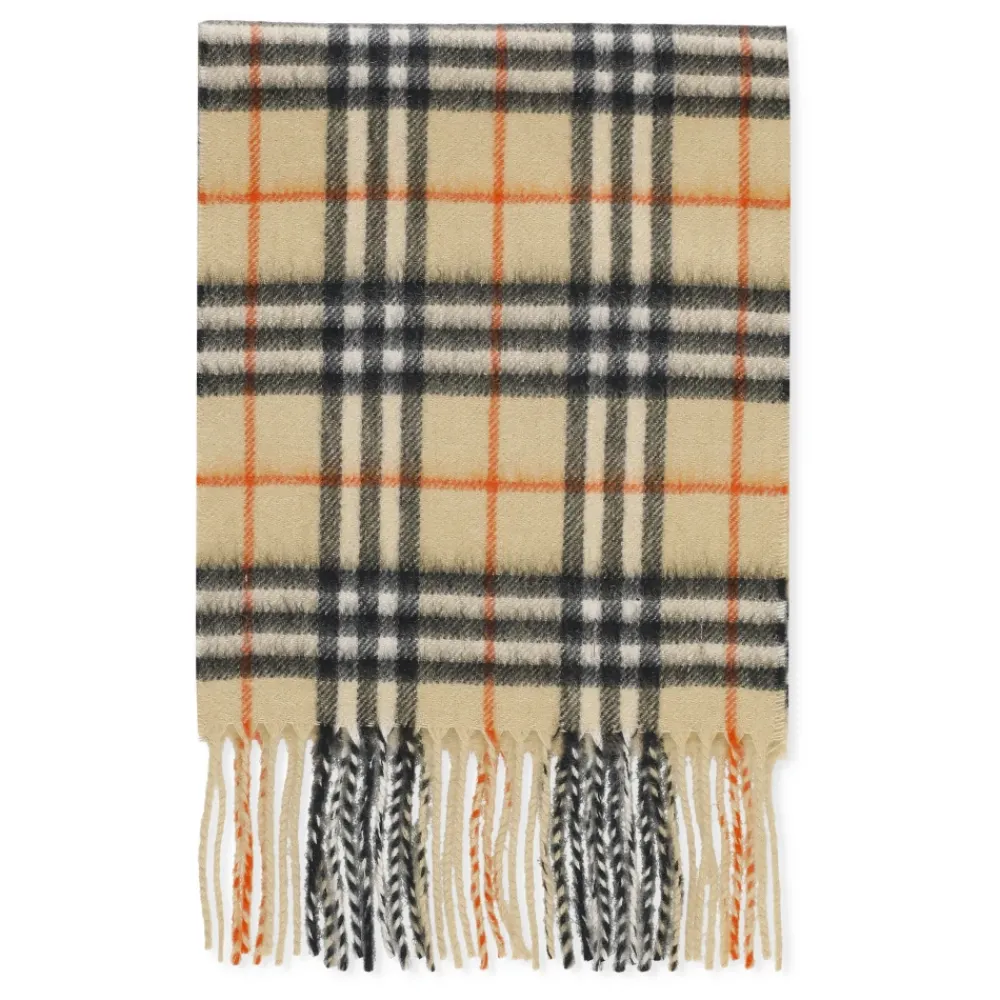 Halstørklæde<Burberry Kashmir Børn Tørklæde med Frynser Beige