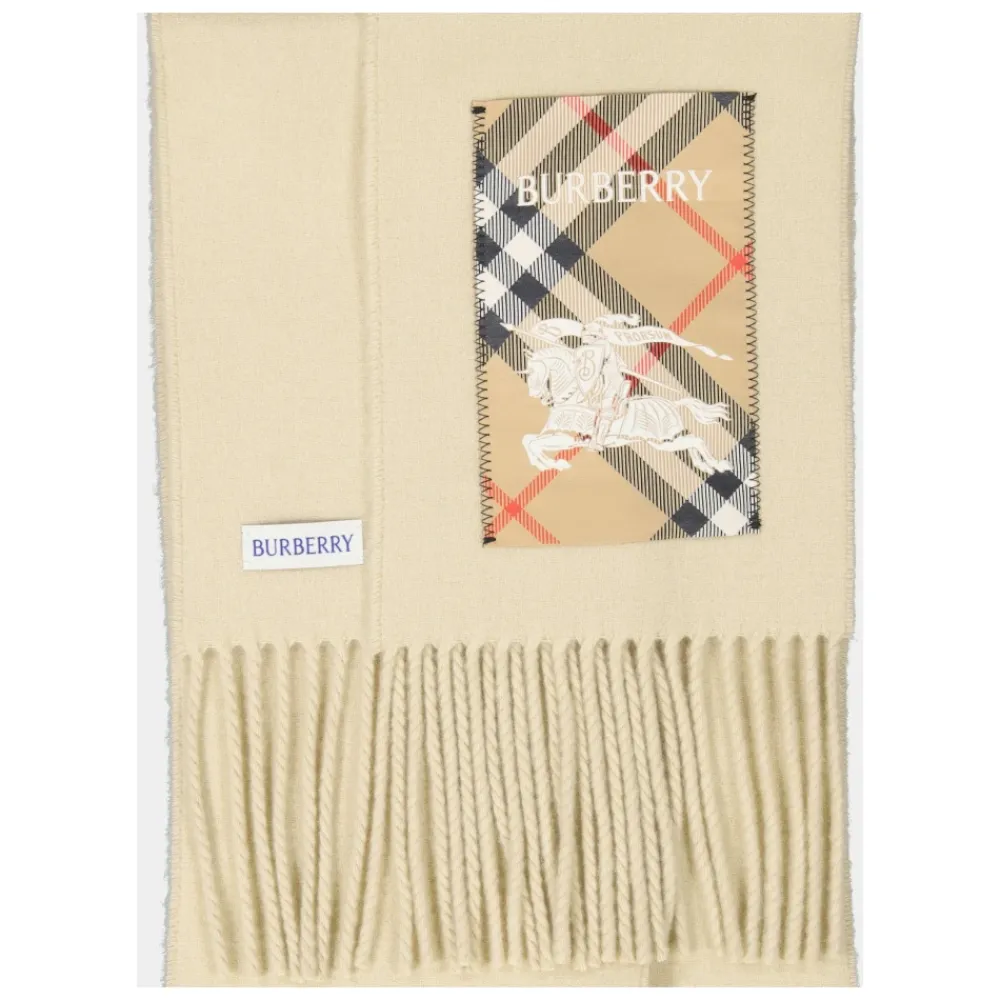 Halstørklæder Og Tørklæder|Tørklæder^Burberry Kashmir Frynset Tørklæde Forår-Sommer 2025 Beige