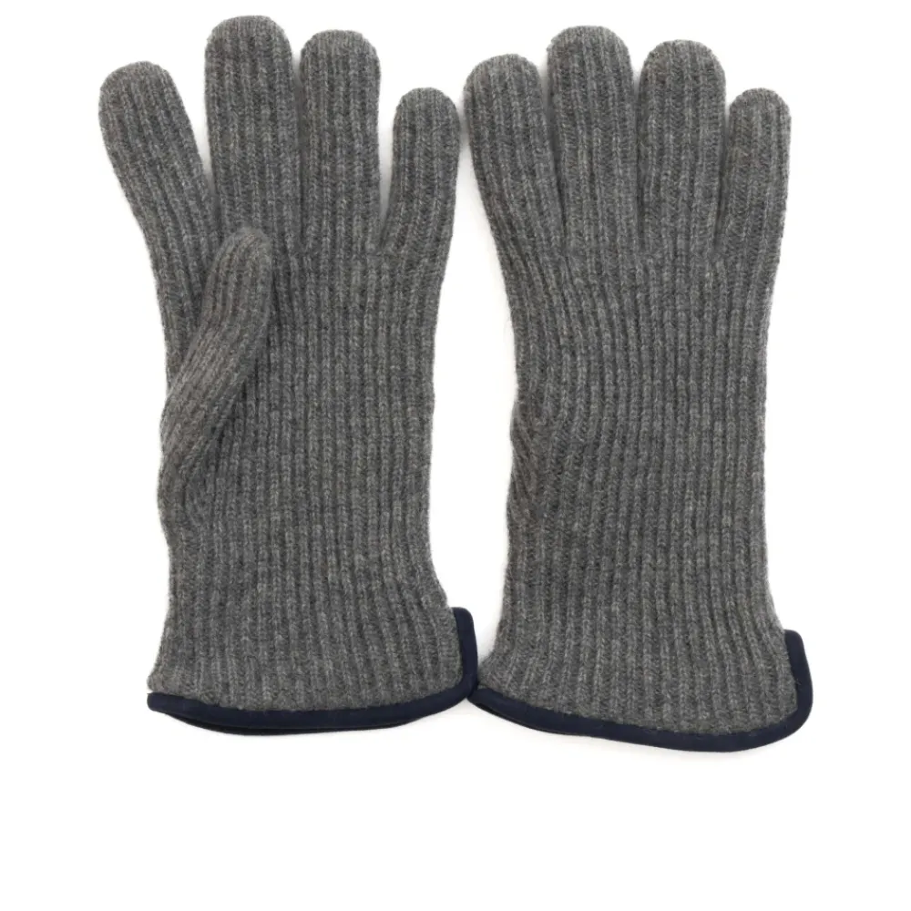 Handsker|Handsker^Restelli Guanti Kashmirhandsker med Nappa-detaljer Grå