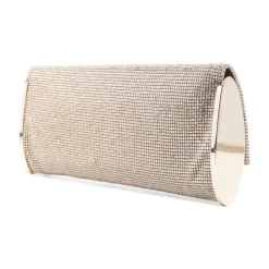 Clutch^Benedetta Bruzziches Kate Crystal Mesh Clutch Beige