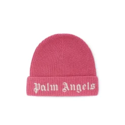 Huer & Kasketter^Palm Angels Kids Beanie med Logo Broderi Pink