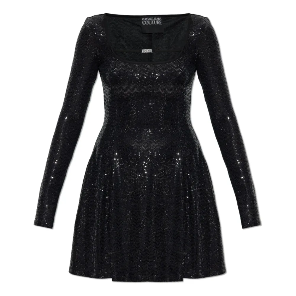 Kjoler<Versace Jeans Couture Kjole med skinnende palietter Sort