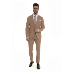 Jakkesæt<Paoloni Klassisk 2-knapsdragt med sideslidser Beige