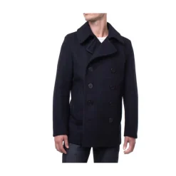 Frakker^Schott NYC Klassisk Navy Peacoat med dobbeltradet knapper Blå