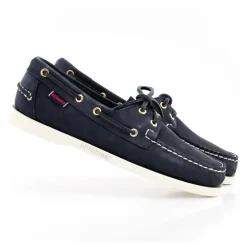 Sejlersko<Sebago Klassiske bådesko med lærdetaljer Blå