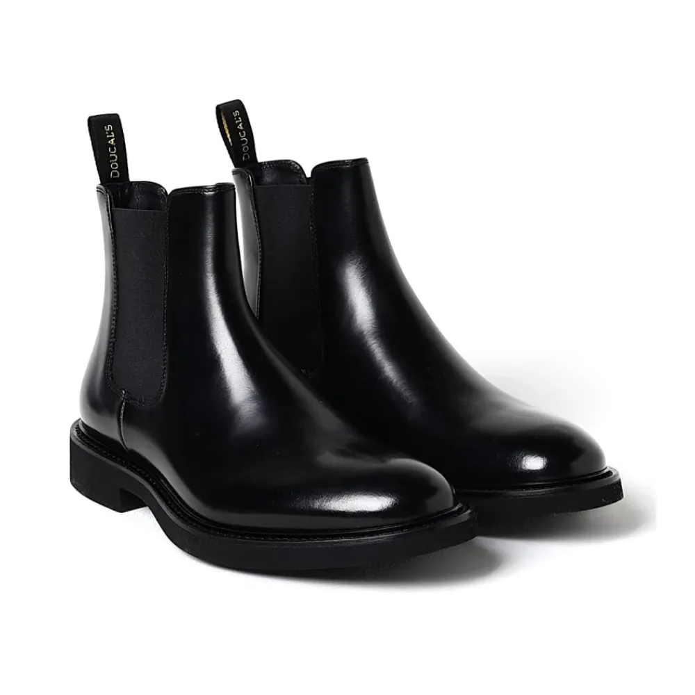 Chelsea Boots^Doucal's Klassiske Chelsea Læderstøvler Sort