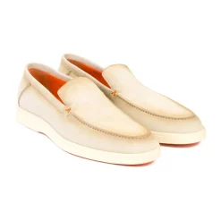 Loafers<Santoni Klassiske Læder Loafers Beige