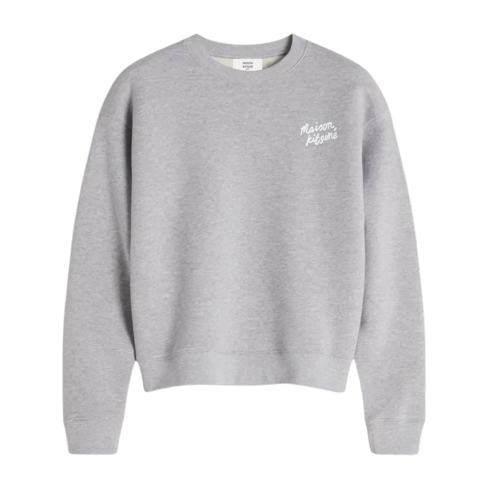 Sweatshirts<Maison Kitsuné Komfortabel Sweatshirt med Maison Kitsune Håndskrift Grå