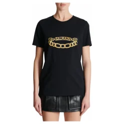 T-Shirts<Balmain Kortærmet Kædeprint T-shirt Sort