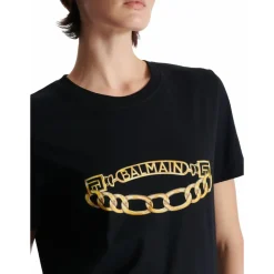T-Shirts<Balmain Kortærmet Kædeprint T-shirt Sort
