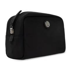Toilettasker^Tory Burch Kosmetiktaske med logoformet applikation Sort