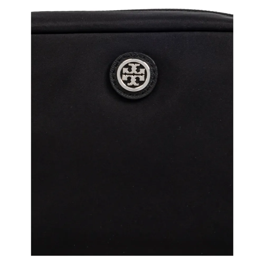 Toilettasker^Tory Burch Kosmetiktaske med logoformet applikation Sort