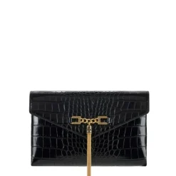 Clutch<Elisabetta Franchi Krokodille Print Skuldertaske Sort
