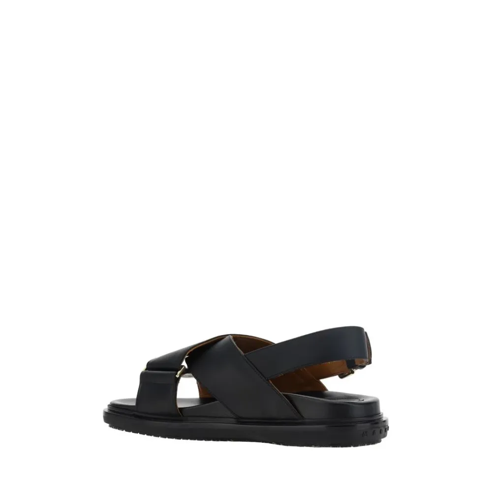Sandaler<Marni Krydsede lædersandaler Sort