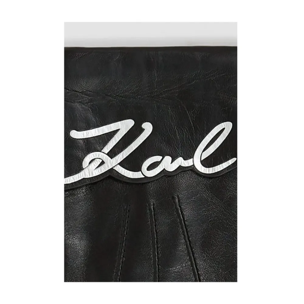 Handsker|Handsker<Karl Lagerfeld K/Signature Leather Gloves Sort