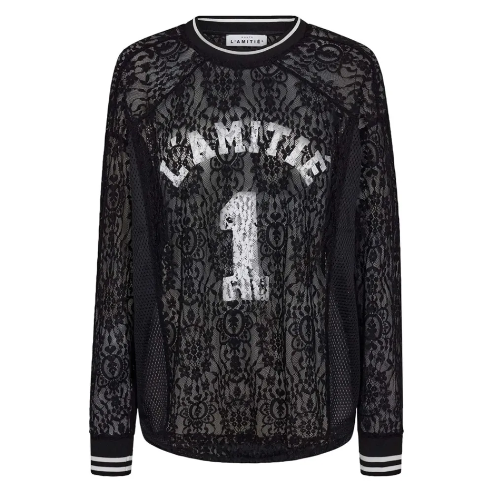 Sweatshirts|Striktrøjer & Sweatere^Haute L'Amitié Lace Application Sweat Sort
