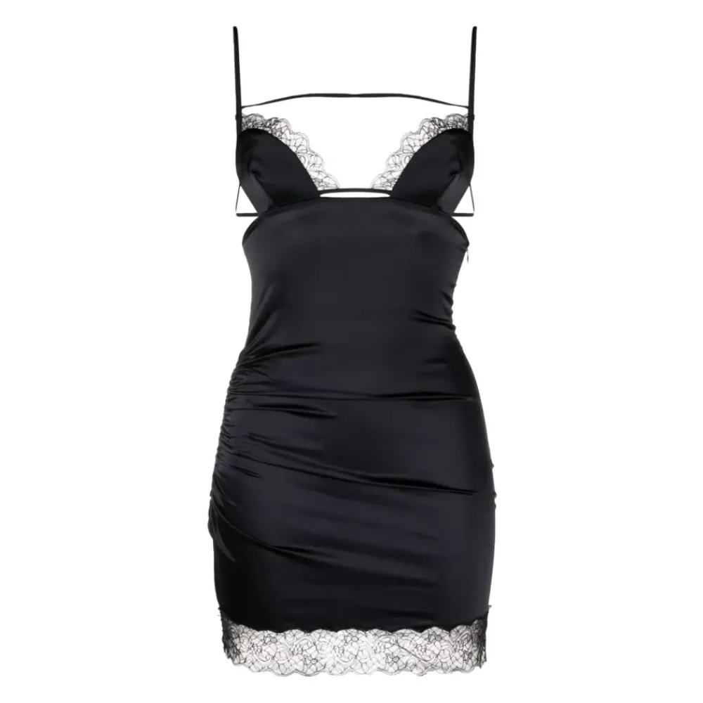Kjoler^NENSI DOJAKA Lace-Trim Multi-Strap Mini Dress Sort