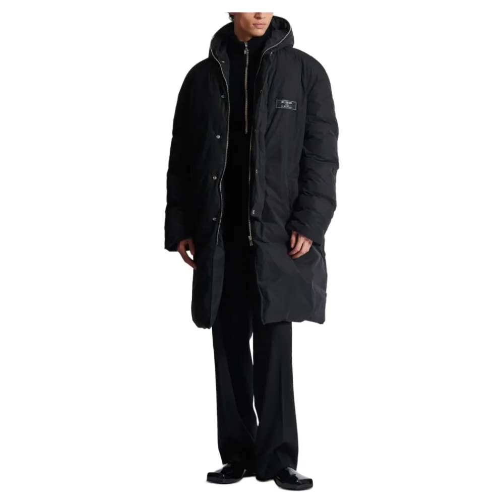 Frakker^Balmain Lang Dunjakke i Nylon Sort