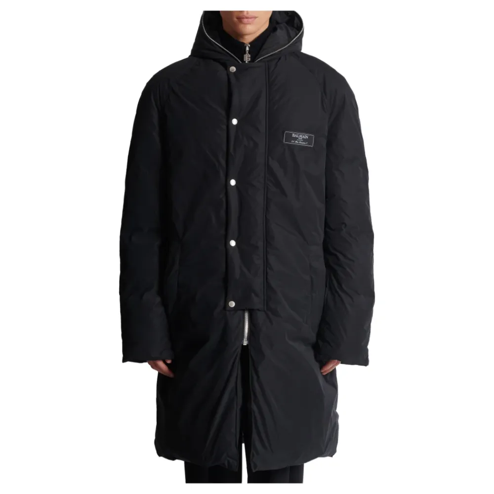 Frakker^Balmain Lang Dunjakke i Nylon Sort