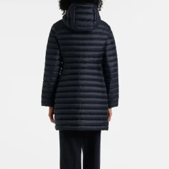 Jakker<Moncler Lang Hættedunjakke Navy Blå