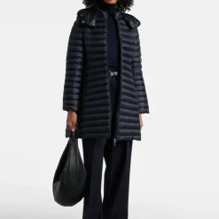 Jakker<Moncler Lang Hættedunjakke Navy Blå