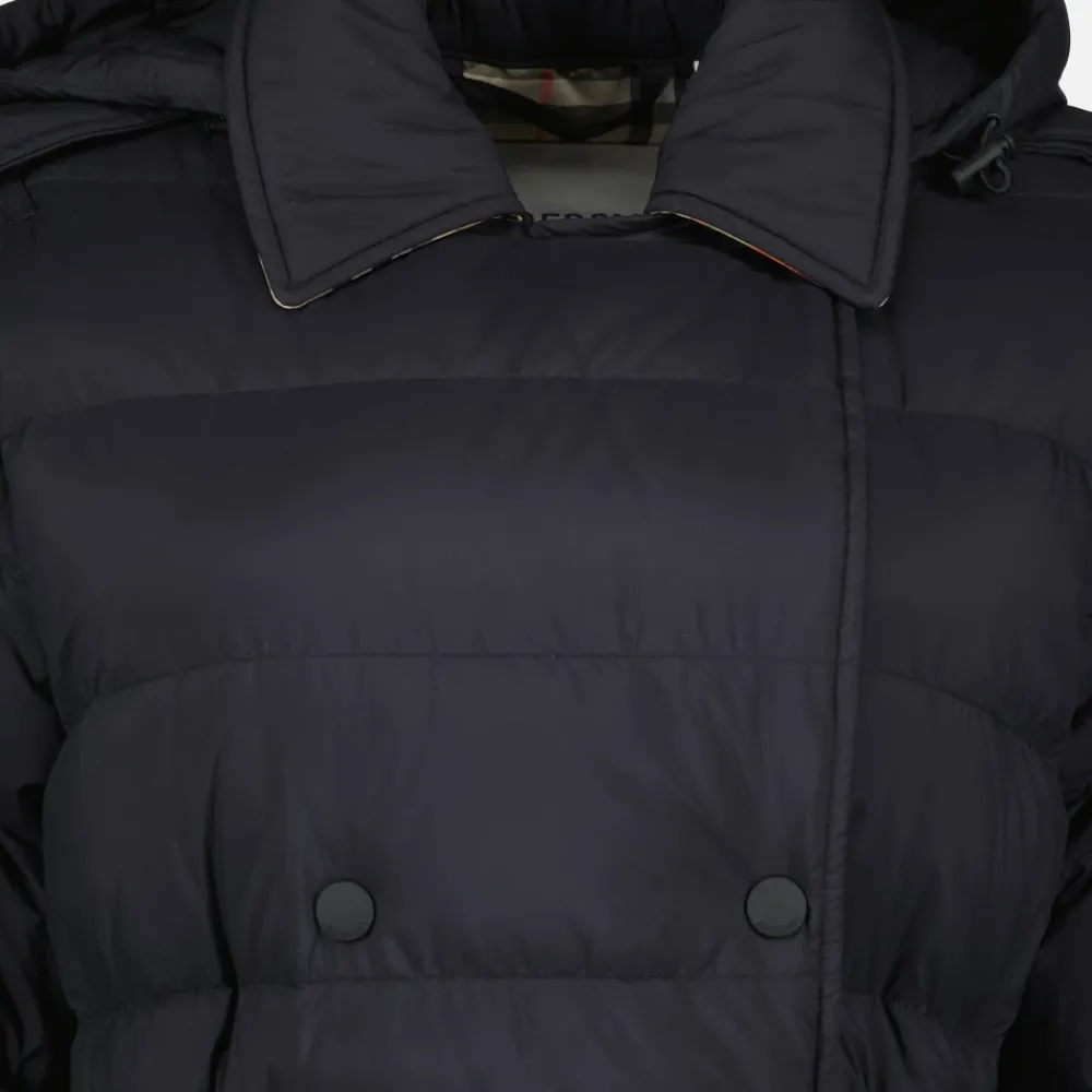 Frakker<Burberry Lang Nylon Puffer Jakke Sort