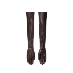 Handsker^Elisabetta Franchi Lange Nappa Handsker med Juveldetalje Brun