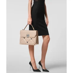 Håndtasker^Philipp Plein Large Handle Bag Superheroine Beige