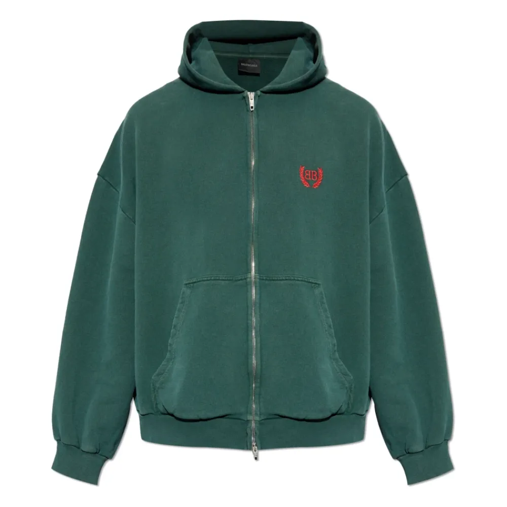 Trøjer^Balenciaga Laurel Classic Zip-Up Hoodie Grøn