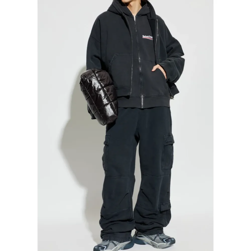 Trøjer^Balenciaga Layered Zip-Up Hoodie Sort