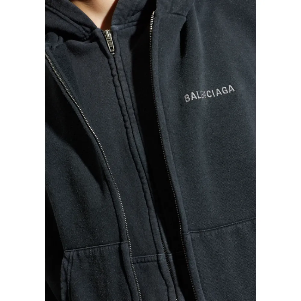 Trøjer^Balenciaga Layered Zip-Up Hoodie Sort