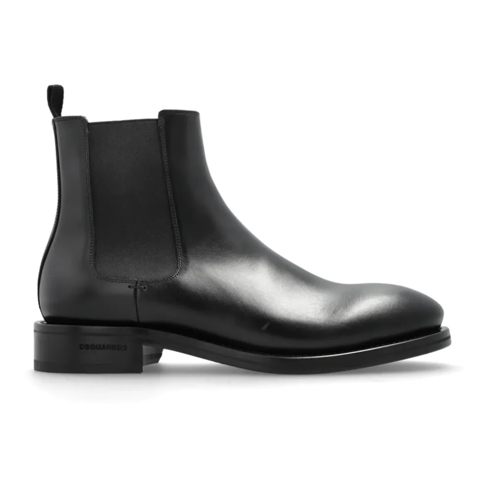 Chelsea Boots<Dsquared2 Læder ankelstøvler Sort