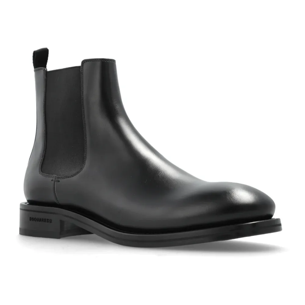Chelsea Boots<Dsquared2 Læder ankelstøvler Sort