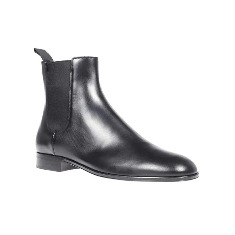 Chelsea Boots^Gianvito Rossi Læder Ankelstøvler med Elastiske Indsatser Sort